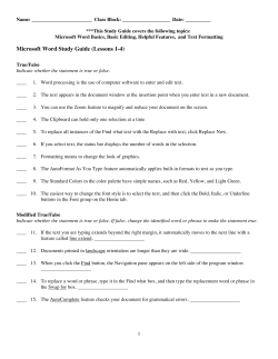Microsoft Word Study Guide (Lessons 1-4)