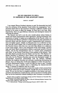 he did descend to hell: in defense of the apostles` creed