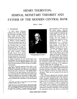 Henry Thornton: Seminal Monetary Theorist and Father of the