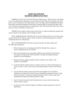 BURNING ORDINANCE- May 8, 2013.