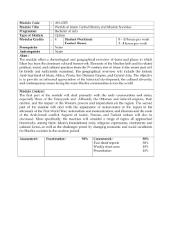 Module Code : AH-4305 Module Title : Worlds of Islam: Global