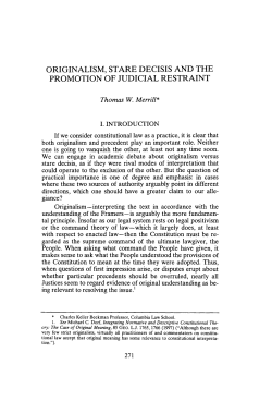 originalism, stare decisis and the promotion of judicial restraint