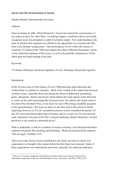 Psycho and The Orchestration of Anxiety Stephen Deutsch