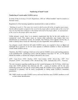 Numbering of Small Vessels Numbering of vessels under SAMSA