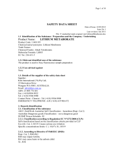 SAFETY DATA SHEET Product Name: LITHIUM