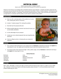 Essay Assignment based on Swift`s &ldquo;A Modest Proposal&rdquo;