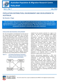 Population Distribution, Environment and Development in Australia