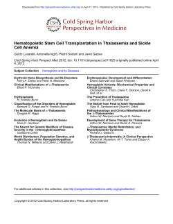 Hematopoietic Stem Cell Transplantation in Thalassemia and Sickle