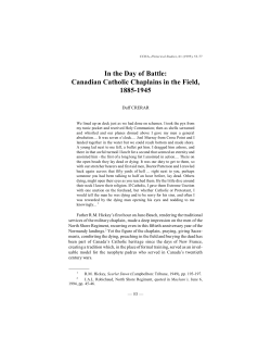 In the Day of Battle: Canadian Catholic Chaplains in the Field, 1885