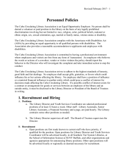 Personnel Policy - Cuba Circulating Library