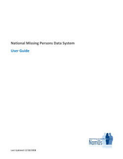 National Missing Persons Data System User Guide