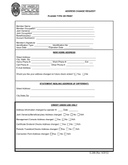ADDRESS CHANGE REQUEST PLEASE TYPE OR PRINT Member