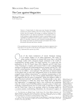 The Case against Megacities. - Strategic Studies Institute