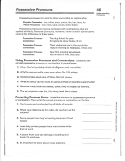 Possessive Pronouns - Fort Thomas Independent Schools