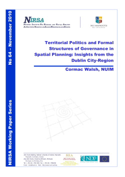 Territorial Politics and Formal Structures of Governance in Spatial