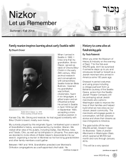 Summer/Fall 2014 - Washington State Jewish Historical Society