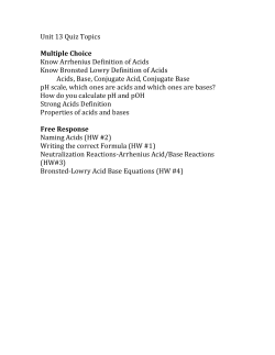 Unit 13 Quiz Topics Multiple Choice Know Arrhenius Definition of