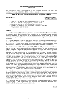 Approved list of New Essential Medicines List (EML)