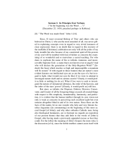 Sermon I: In Principio Erat Verbum