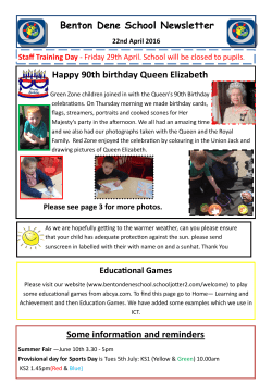 Benton Dene School Newsletter Some information and reminders
