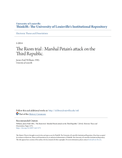 The Riom trial : Marshal Petain`s attack on the Third