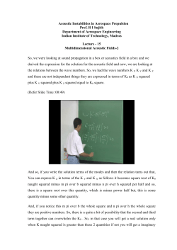 Acoustic Instabilities in Aerospace Propulsion Prof. RI Sujith