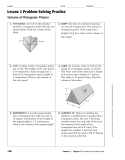 Lesson 2 Problem-Solving Practice Volume of Triangular Prisms