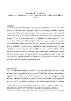 defining jazz revisited &ndash; taking a social constructionist