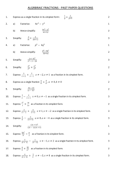 algrbraic fractions - past paper questions