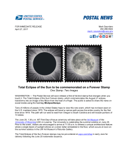 Total Eclipse of the Sun to be commemorated on a