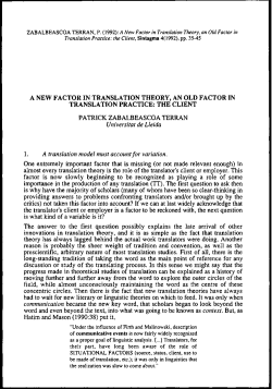 a new factor in translation theory, an old factor in translation