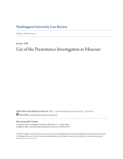 Use of the Presentence Investigation in Missouri