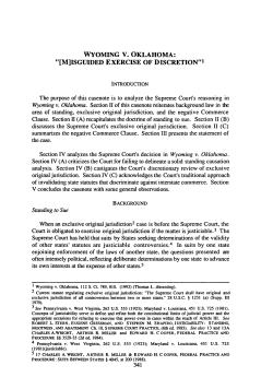 Wyoming v. Oklahoma: [M]isguided Exercise of Discretion