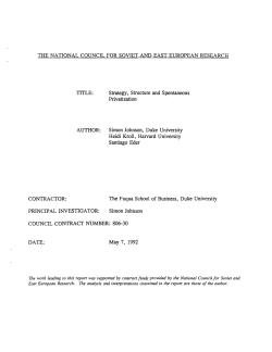 Strategy, Structure and Spontaneous Privatization