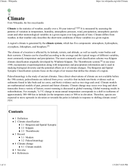 Climate - Wikipedia - Pole Shift Survival Information
