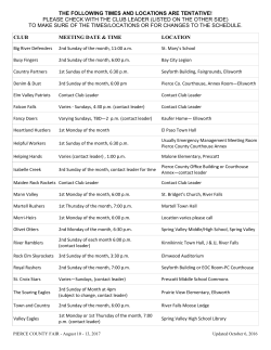 THE FOLLOWING TIMES AND LOCATIONS ARE TENTATIVE