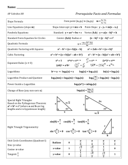 AP Calculus AB Prerequisite Facts and Formulas Sheet