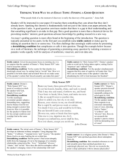 Finding a Good Essay Question - Yale Center for Teaching and