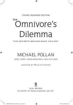 Omnivore`s Dilemma - De Jonge Akademie