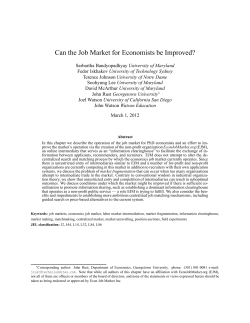Can the Job Market for Economists be Improved?