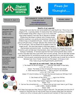 Paws for Thought...... - Sheffield Veterinary Hospital