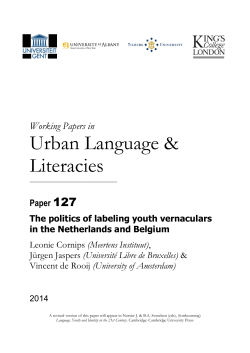 The politics of labelling youth vernaculars in the Netherlands and