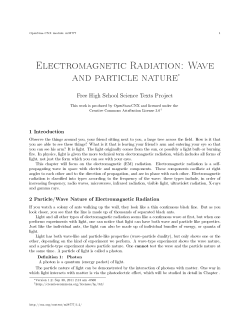 Electromagnetic Radiation: Wave and particle nature