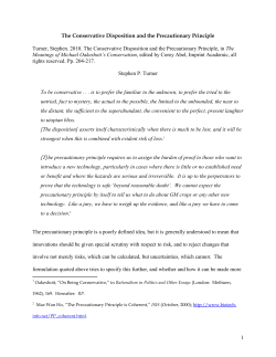 The Conservative Disposition and the Precautionary Principle. 2010.