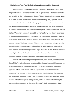 His Holiness, Pope Pius XII: Self