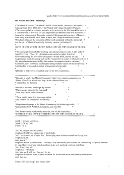 The Matrix Reloaded - Transcript - Uni