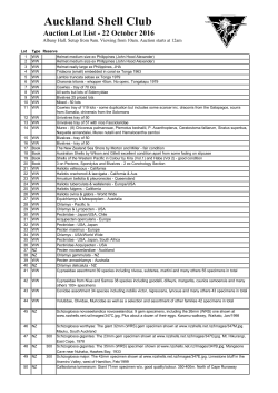 Auckland Shell Club Auction Lot List