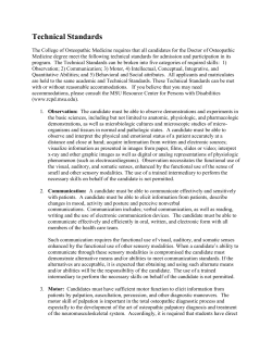 Technical Standards - MSU College of Osteopathic Medicine