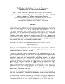 The Effect of Palm Biodiesel Fuel on the
