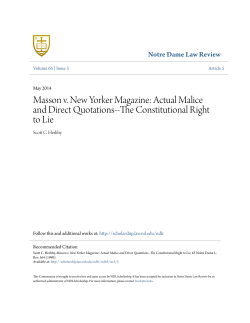 Masson v. New Yorker Magazine: Actual Malice and Direct